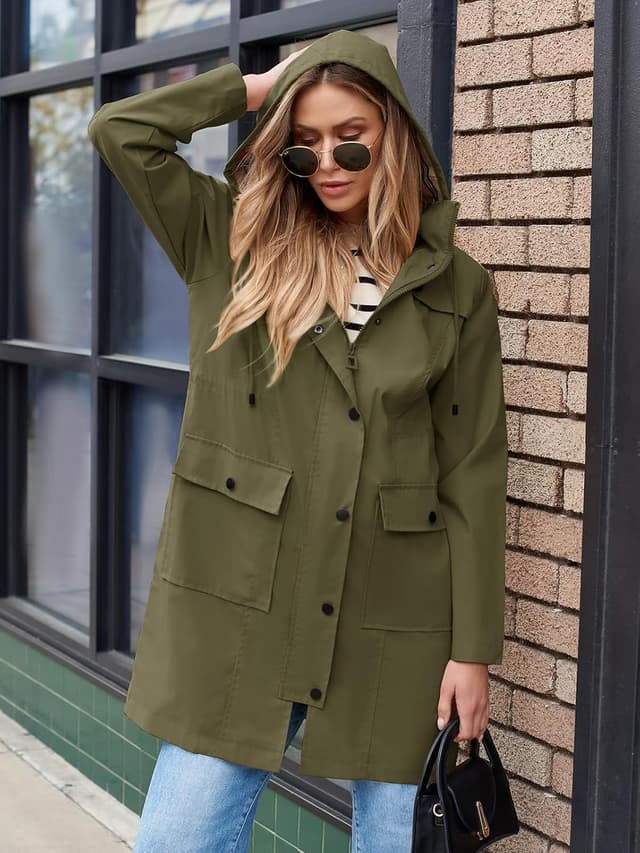 Detalle 2 de SaphiRose Women's Waterproof Rain Jacket Hooded Coat