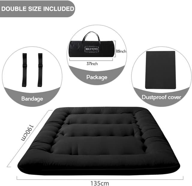 Detalle 2 de MAXYOYO Japanese Floor Futon Mattress (Double) – thicken tatami style foldable roll-up mat pad