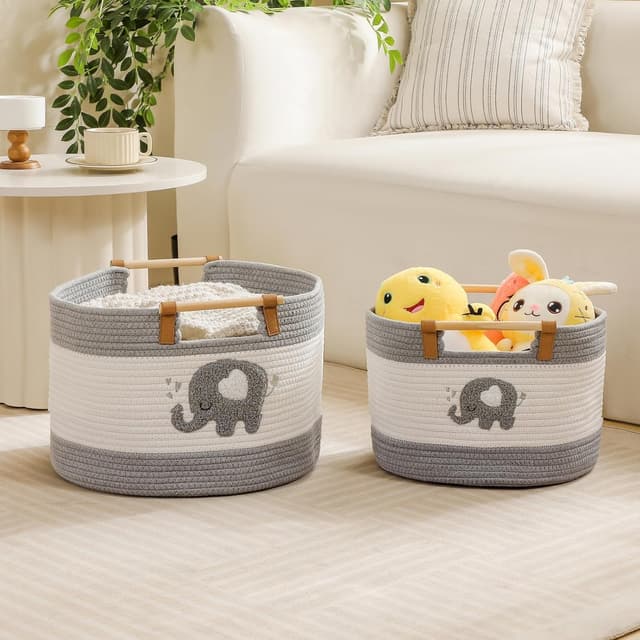 Thumbnail 6 de Aufbewahrungskorb aus Baumwollseil kleiner Elefant 17L