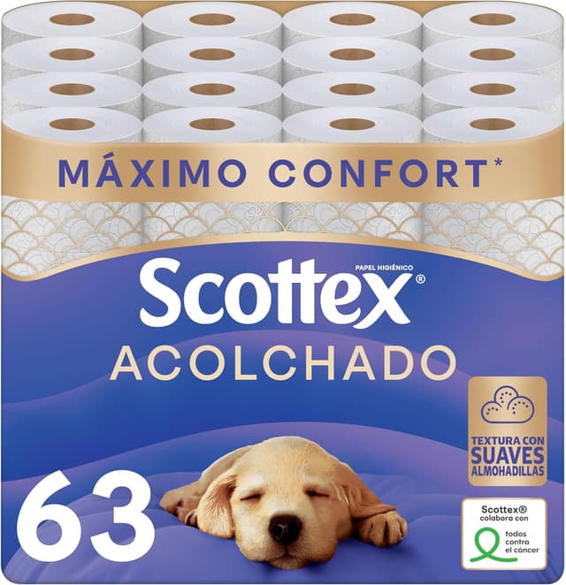 Imagen de Scottex Acolchado Papel Higiénico 63 rollos 🧻 Suave y Confortable en OfertitasTOP