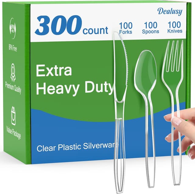 Imagen de Dealusy 300 Count Extra Heavy Duty Plastic Cutlery en OfertitasTOP