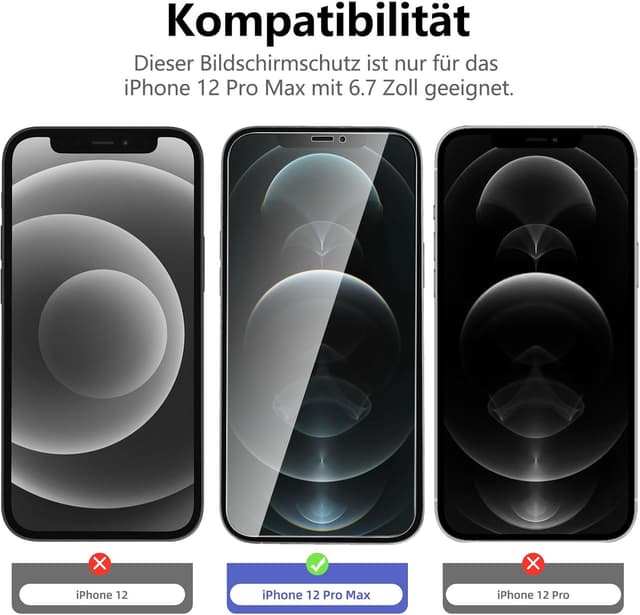 Detalle 2 de NEW’C Sichtschutz-Schutzfolie (3 Stück) für iPhone 12 Pro Max – 9H, 28° Blickschutz & blasenfrei
