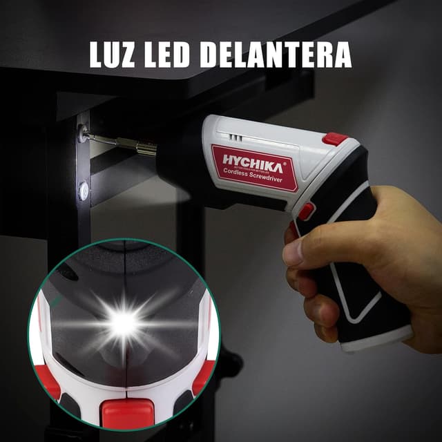 Detalle 1 de HYCHIKA Avvitatore a Batteria 6 Nm 3,6 V con LED, cavo USB e accessori per DIY