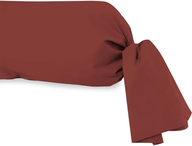 Detalle 2 de Taie de traversin en coton 57 fils Soleil d'ocre, 45x205 cm, blanc