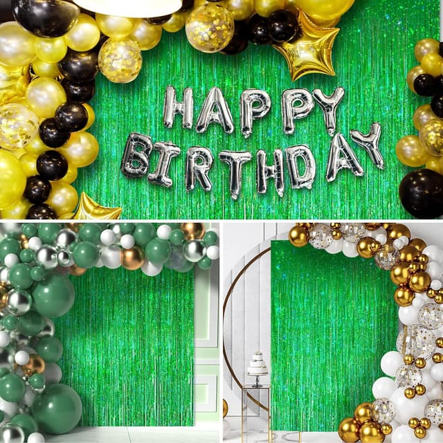 Thumbnail 6 de KERNOWO Lametta Vorhang Grün Glitzer – 2er-Set Party-Luftschlangen (1 × 2,5 m je Vorhang)