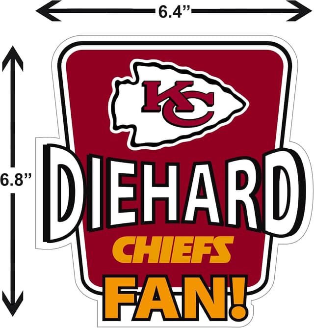 Detalle 2 de Siskiyou Sports Kansas City Chiefs Die-Hard Fan Auto Decal (6.75 x 6.5 in) — Team Colors