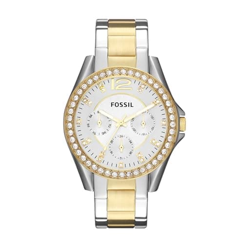Imagen de Fossil Riley 38 mm reloj cronógrafo plateado y dorado en OfertitasTOP