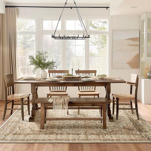 Detalle 2 de Topfinel Rugs Living Room Large 160x230cm Boho Beige Washable Faux Wool Rug