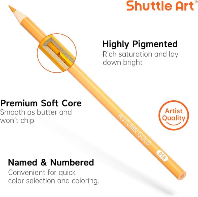 Detalle de Shuttle Art Buntstifte Set (80 Farben) – bruchsichere Holzstifte zum Malen & Zeichnen für Kinder, Anfänger und Erwachsene