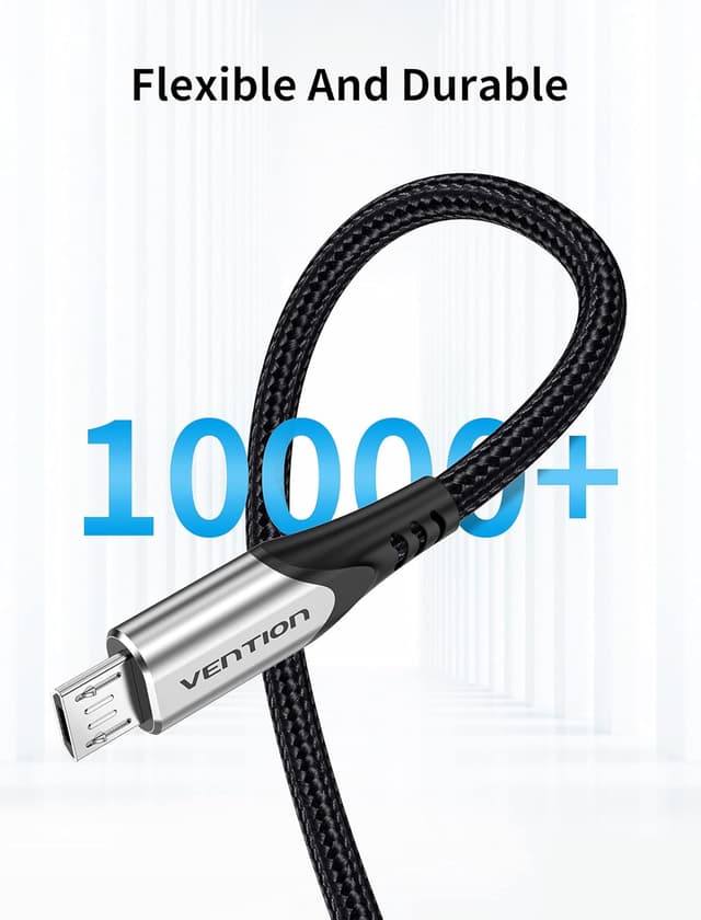 Thumbnail 6 de VENTION 2m Nylon Braided Micro USB Charger Cable for Kindle Fire, Tablets, PS4 & Xbox Controllers