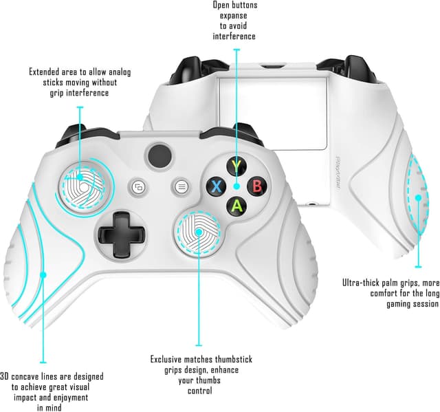 Detalle de PlayVital Samurai Edition silicone case for Xbox One X/S controller (non-slip) – White