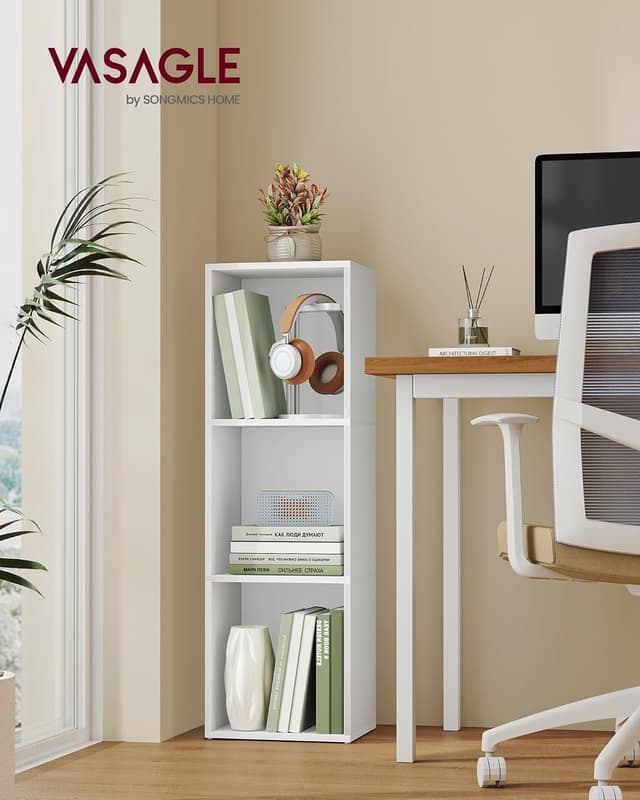 Detalle 2 de VASAGLE Libreria a 3 ripiani aperta LBC433W01, bianco nuvola (24 x 30 x 94,8 cm)