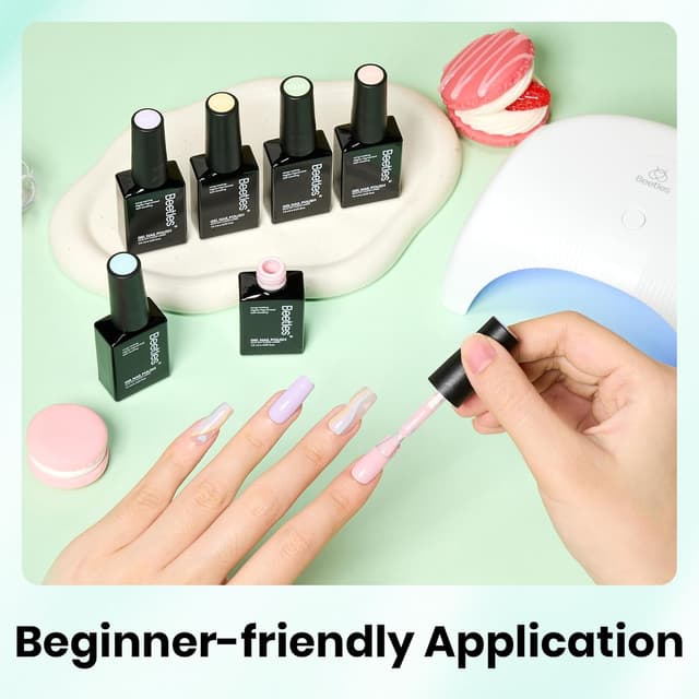 Detalle 2 de Beetles Pastel Gel Polish Set (Afternoon Desserts Collection) – 6 Pastel Shades for UV/LED DIY Nails