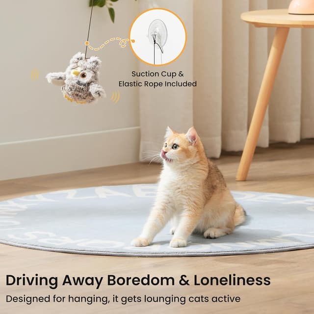 Detalle de ZOMISIA Interactive Cat Toys flapping bird & owl toy (touch activated, rechargeable, grey)