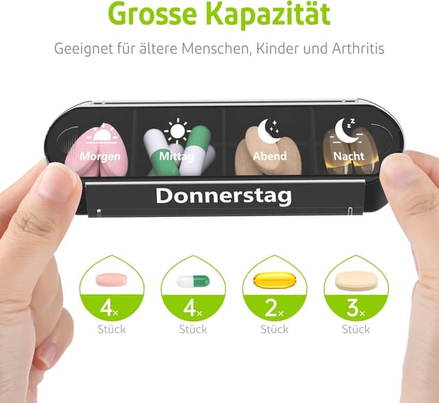 Detalle de Tablettenbox Opret 7 Tage mit 4 Fächern