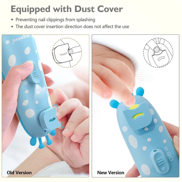 Detalle 2 de Megainvo Baby Elektrische Nagelfeile (Nagelpflegeset) mit Schleifköpfen, Licht & einstellbarer Geschwindigkeit