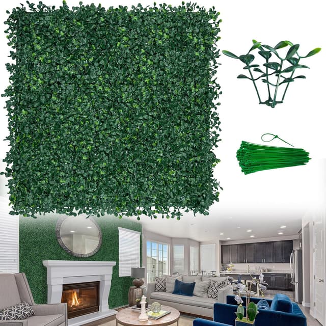 Detalle de ODTORY Artificial Boxwood Wall Panels (20x20 inch, 14 pcs) for Privacy & Greenery Screens