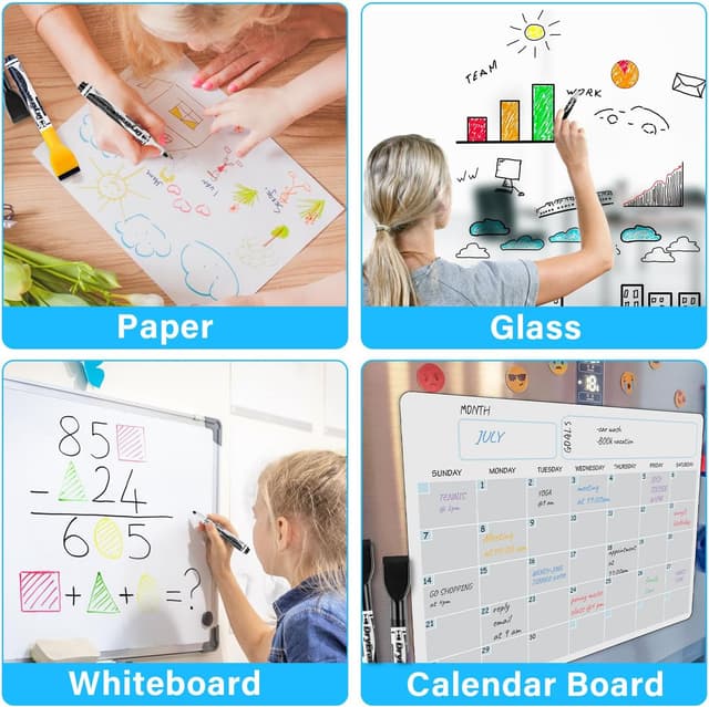 Detalle de Autoau Whiteboard-Marker Set (12 Farben) – magnetisch, abwischbar, mit Radiergummi