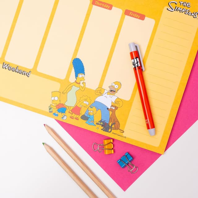 Detalle de Gruppo Erik Weekly Planner A4 The Simpson, planning settimanale orizzontale con 54 fogli a strappo