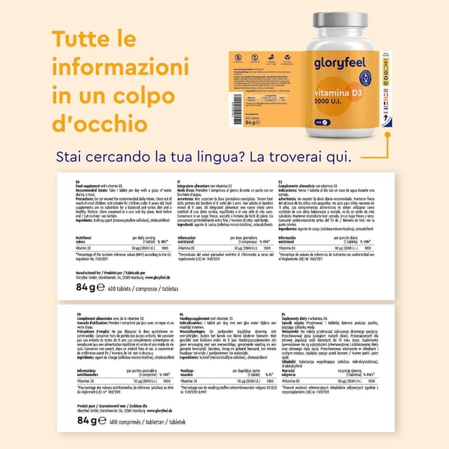 Thumbnail 3 de Vitamina D 2000UI 400 compresse per ossa e immunità