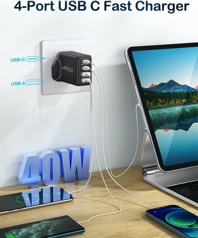 Detalle 2 de USBC UK 40W 4-Port USB Charger