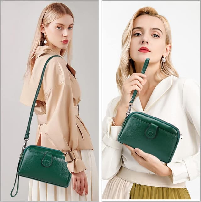 Detalle 2 de GAEKEAO small genuine leather crossbody bag with wristlet strap