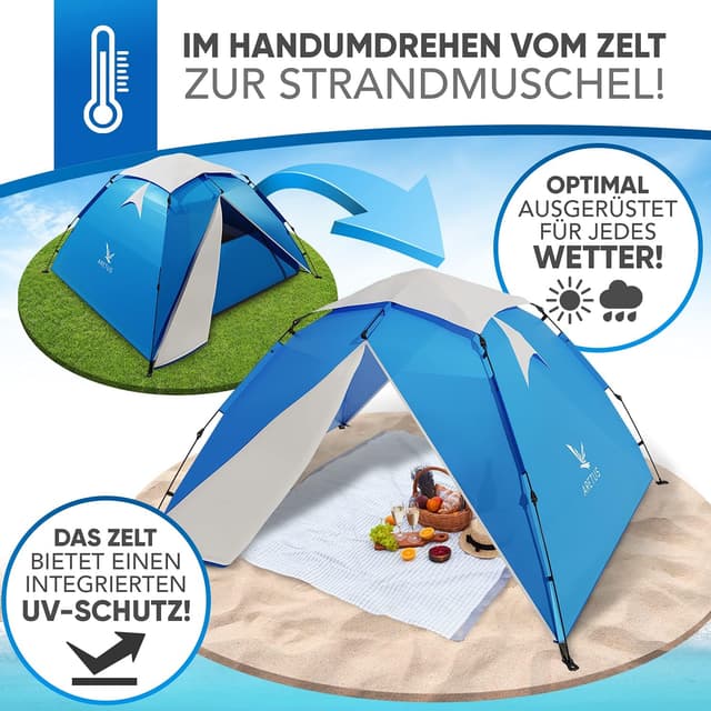Detalle 2 de Aretus Wurfzelt für 2–4 Personen (Pop-up, Automatik) – wasserdicht & extra groß