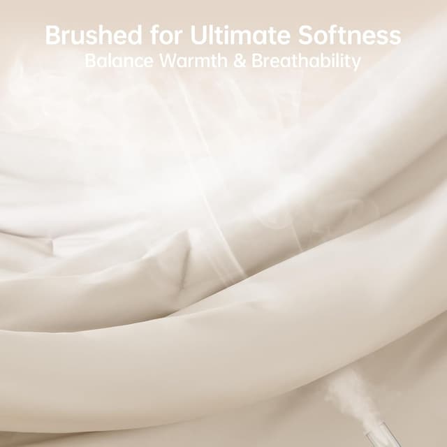 Detalle de MUXHOMO Queen Size Comforter Set (Beige) — 3-Piece All-Season Down-Alternative Bedding