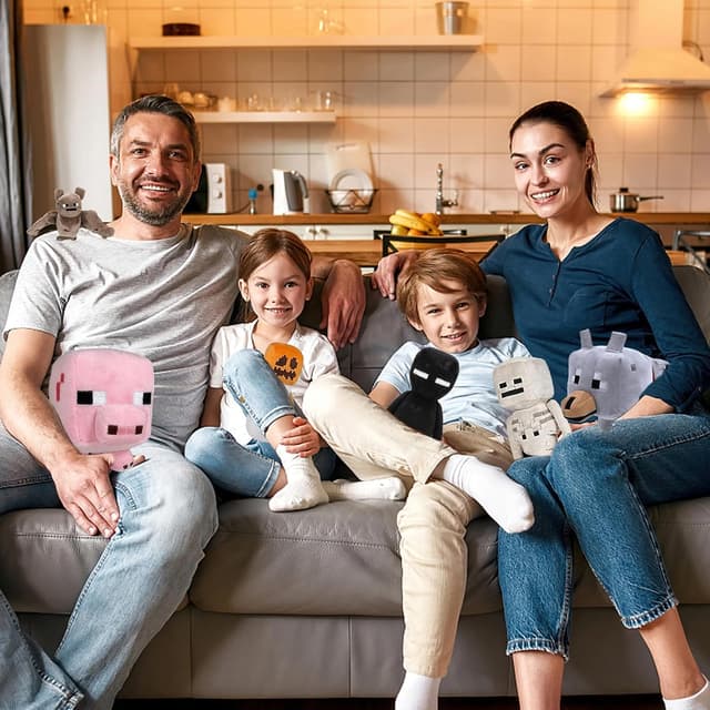 Thumbnail 6 de XSLWAN 8-Pack Minecraft-Style Plush Set (Snow Golem, Enderman, Baby Wolf, Baby Pig, Spider, Bat, Skeleton Shooter, Squid)