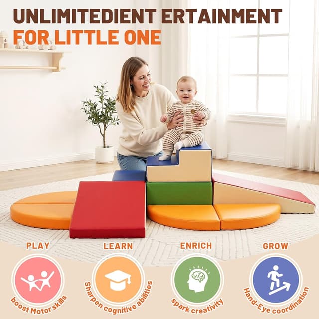 Thumbnail 4 de TODIBY 9-Piece Climbing Foam Blocks for Baby Play