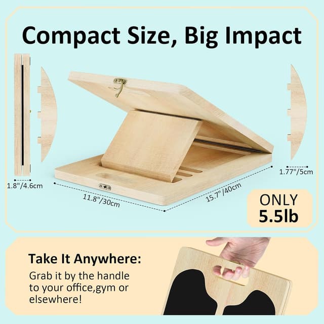 Thumbnail 6 de FitinOne 2-in-1 Wooden Balance Board & Slant Board with 5-Position Adjustable Incline