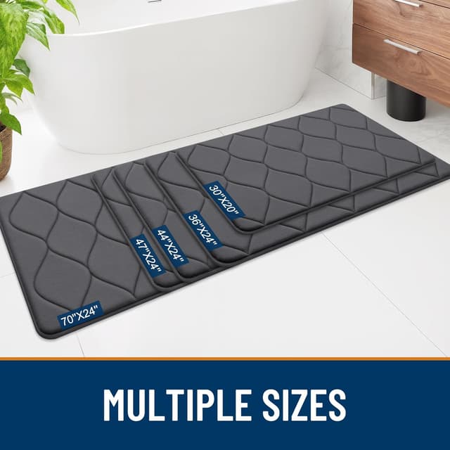 Thumbnail 6 de Smiry Memory Foam Bath Mat 59''x24'' in Dark Grey — ultra-soft, non-slip, quick-drying bathroom rug