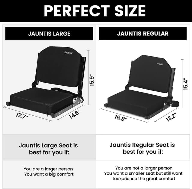Detalle 2 de Jauntis Stadium Seats for Bleachers (2-Pack) with Ultra-Padded Foam Backs, Cushion, and Shoulder Strap