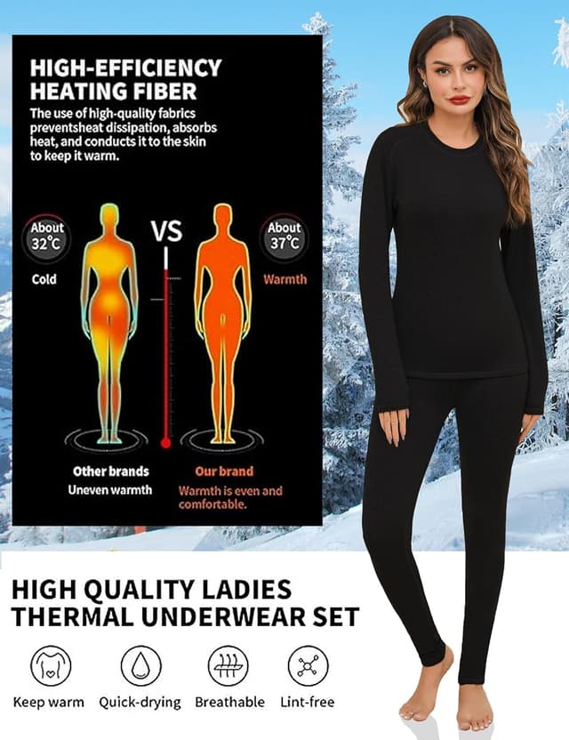 Detalle de Completo intimo termico donna Terecey: maglia a maniche lunghe e leggings/pantaloni per l’inverno