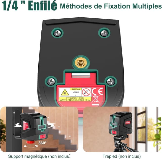 Detalle 2 de Niveau laser vert HYCHIKA – niveau laser autonivelant avec lignes vertes et mode manuel