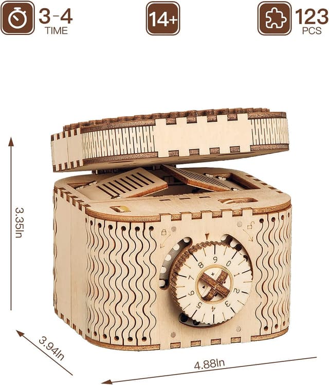 Detalle de Robotime Puzzle en bois 3D Maquette mécanique « Boîte à Trésors » (découpe laser)