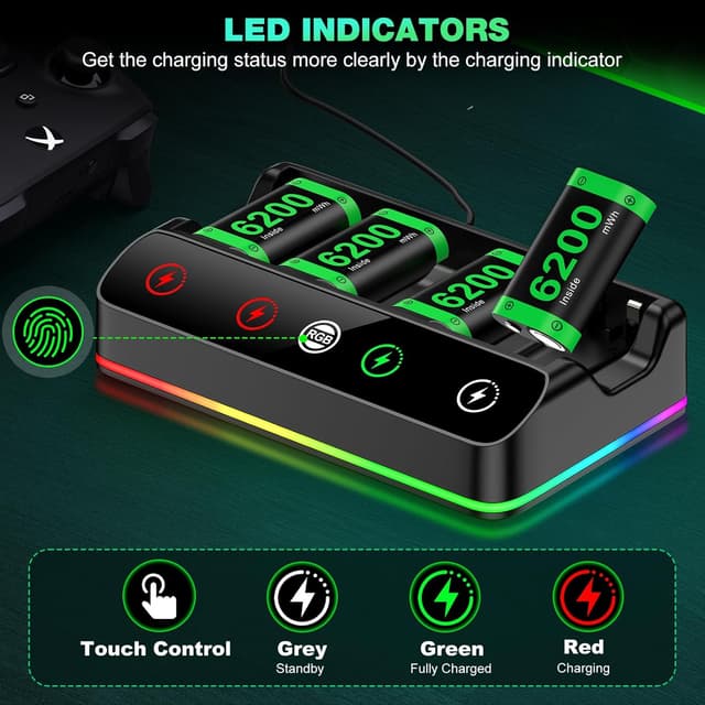 Thumbnail 4 de HEYLICOOL 4X 6200mWh rechargeable battery pack for Xbox controllers