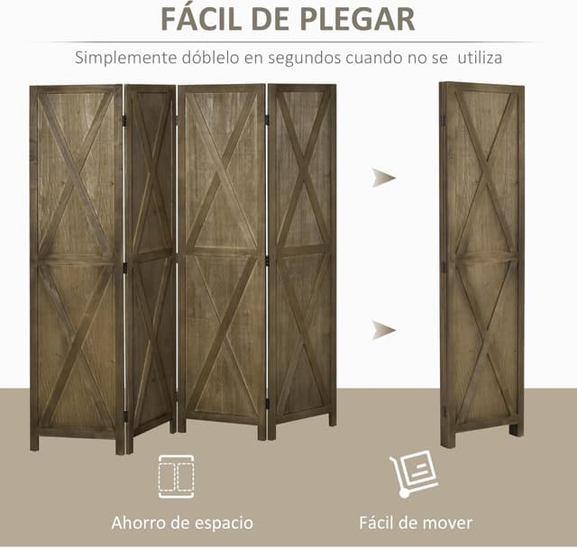 Thumbnail 2 de HOMCOM Biombo Plegable de 4 Paneles 182x170 cm 🏡