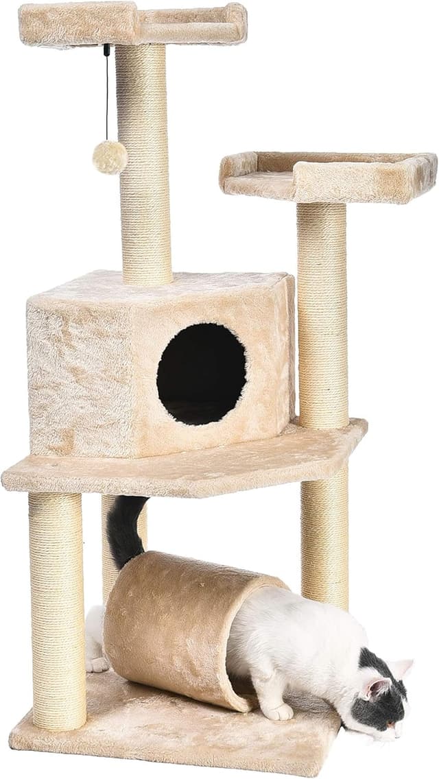 Thumbnail 1 de Amazon Basics Árbol para Gatos con Túnel y Poste Rascador 🐱