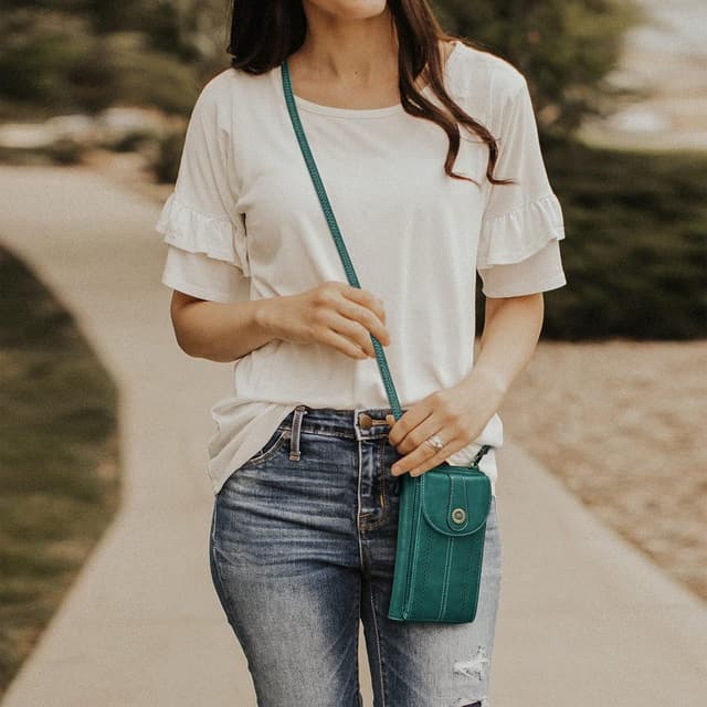 Detalle de S-ZONE Pn21b017 portamonete/portacellulare da donna con blocco RFID e tracolla staccabile