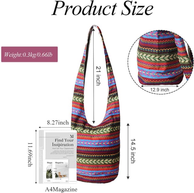 Detalle de ModaZeal Hippie Slouch Shoulder Bag – roomy boho crossbody for festivals, shopping & travel