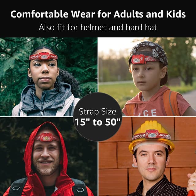 Thumbnail 6 de Lepro Stirnlampe 1300 Lux LED XPG mit 6 Lichtmodi, Rotlicht & IPX4 – batteriebetrieben