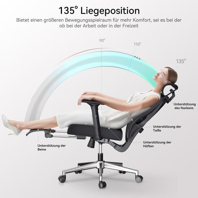 Detalle 2 de Hbada P5 Ergonomischer Bürostuhl 10 cm