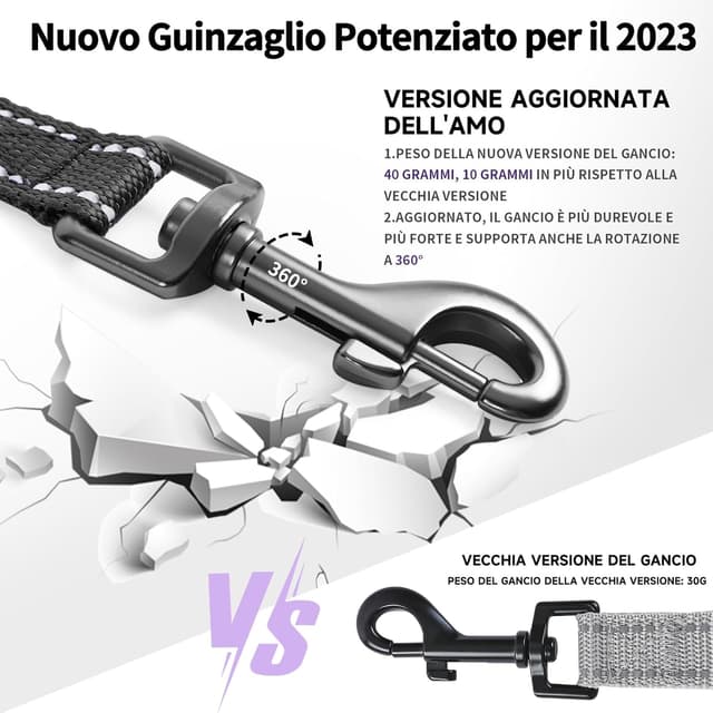 Detalle de COMSLE guinzaglio lungo per addestramento: lunghina in nylon con gancio robusto e impugnatura imbottita (3/5/10/15/20 m)