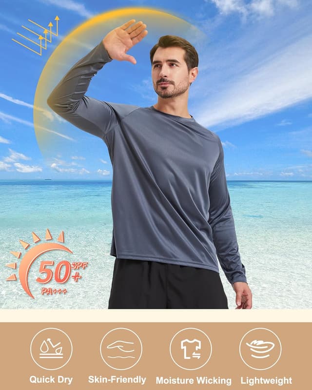 Detalle 2 de Long Sleeve Men’s Quick-Dry Sun Protection Shirt with UPF UV Shield