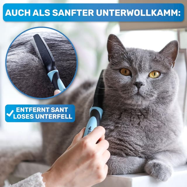 Detalle de BluePet Robuster Flohkamm & Läusekamm für Hunde & Katzen – robuster Kamm mit abgerundeten Zinken (Floh-, Läuse- und Nissenkamm)