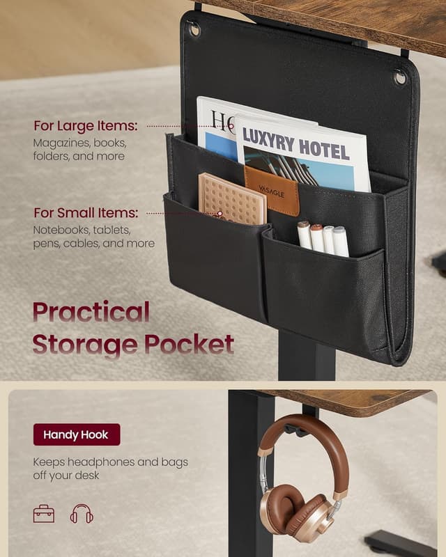 Detalle de VASAGLE electric standing desk 72-120 cm