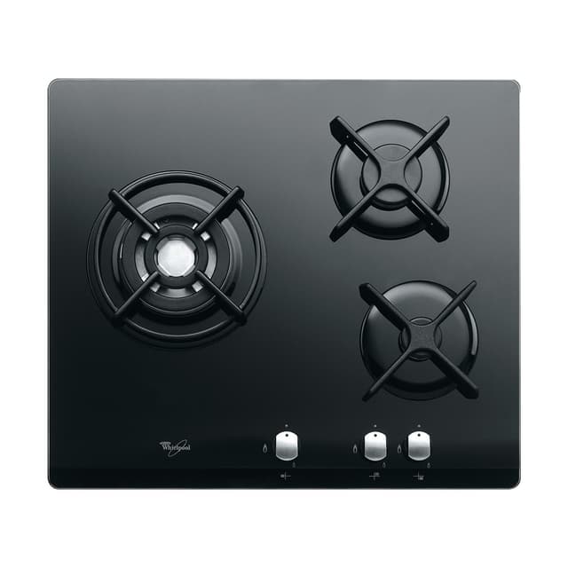 Detalle de Whirlpool AKT 404/NB placa de gas 3 quemadores