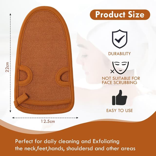 Detalle 2 de URAQT Guanto Esfoliante Corpo (2 pezzi) per doccia e bagno, per rimuovere pelle morta e impurità