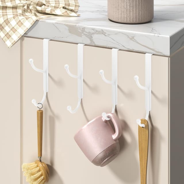 Detalle de niffgaff Over Door Hook 2-Pack (Heavy Duty, No-Drilling), for Interior Doors up to 1.4 Inches Thick – White